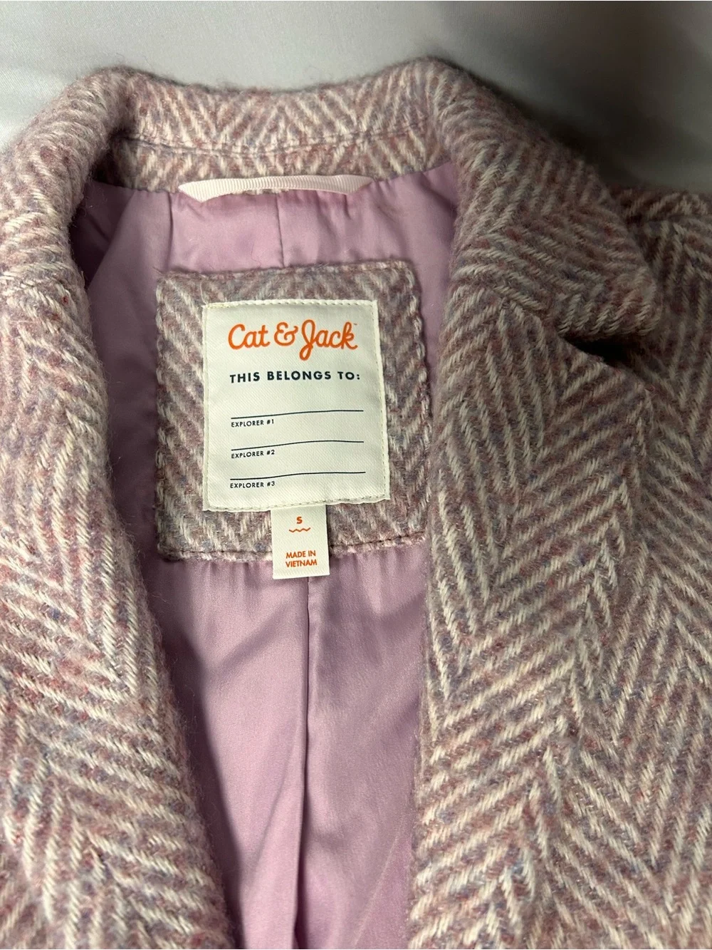 Cat & Jack Pink Herringbone Pea Coat